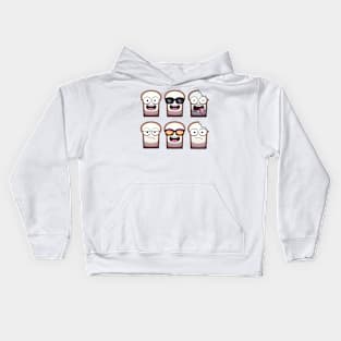 Funny Bread Characters With Different Expressions Kids Hoodie